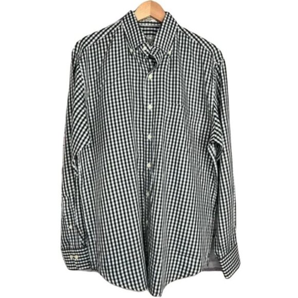 Peter Millar Crown Soft Black/White Plaid Cotton-Silk Button-Down Shirt Medium - Picture 1 of 10